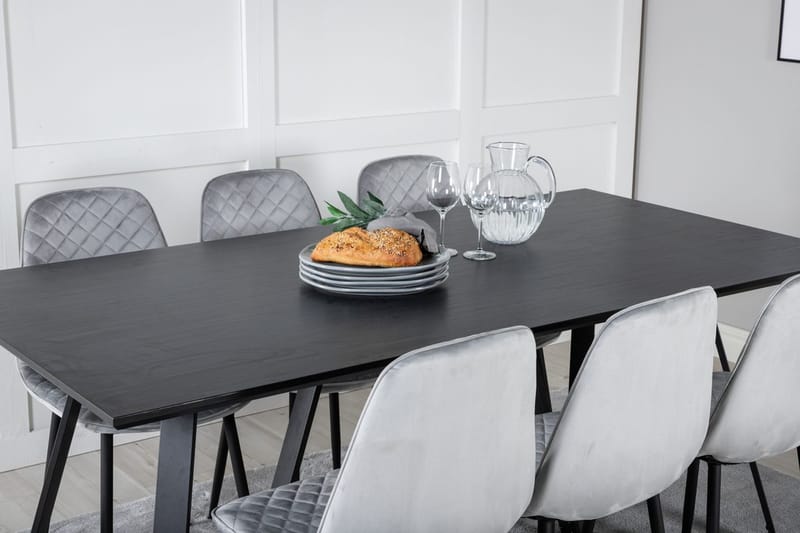 Rektangulär matgrupp Venture Home Svart 6st - Møbler - Borde - Spisebordssæt