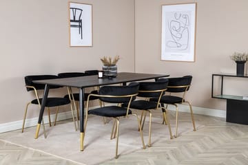 Rektangulär matgrupp Venture Home Svart Guld Mässing - Møbler - Borde - Spisebordssæt