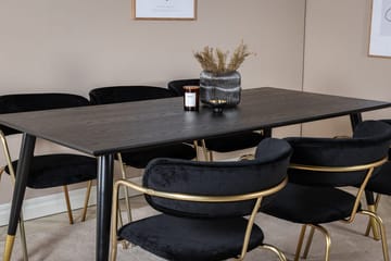 Rektangulär matgrupp Venture Home Svart Guld Mässing - Møbler - Borde - Spisebordssæt