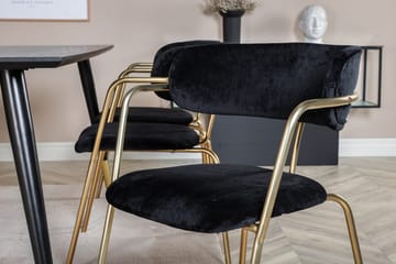 Rektangulär matgrupp Venture Home Svart Guld Mässing - Møbler - Borde - Spisebordssæt