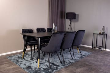 Rektangulär matgrupp Venture Home Svart Guld - Møbler - Borde - Spisebordssæt