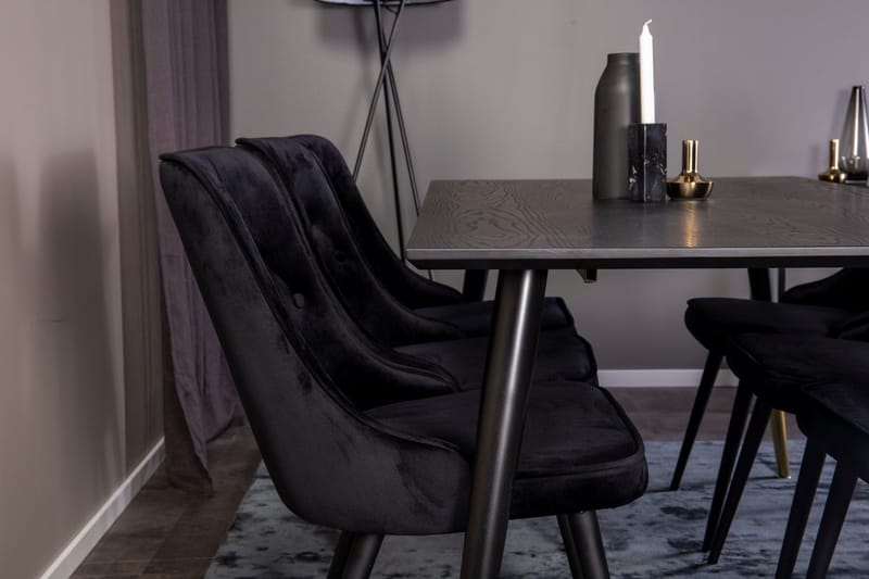 Rektangulär matgrupp Venture Home Svart Guld - Møbler - Borde - Spisebordssæt
