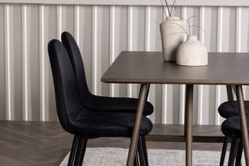 Rektangulär matgrupp Venture Home Svart Mörkbrun 4st - Mørkebrun - Møbler - Borde - Spisebordssæt