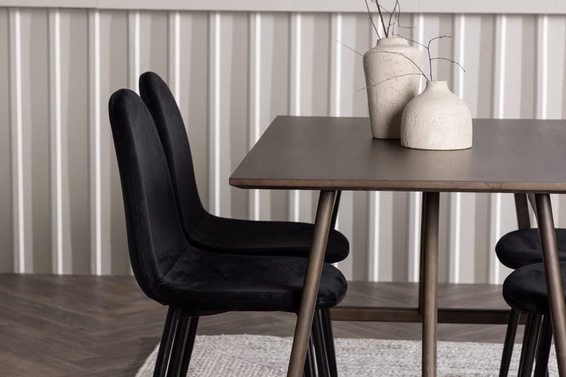 Rektangulär matgrupp Venture Home Svart Mörkbrun 4st - Mørkebrun - Møbler - Borde - Spisebordssæt