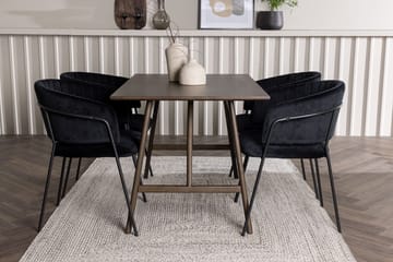Rektangulär matgrupp Venture Home Svart Mörkbrun 4st - Møbler - Borde - Spisebordssæt