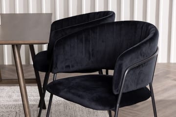 Rektangulär matgrupp Venture Home Svart Mörkbrun 4st - Møbler - Borde - Spisebordssæt