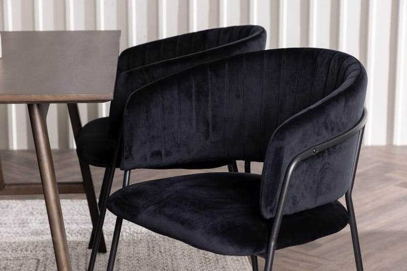 Rektangulär matgrupp Venture Home Svart Mörkbrun 4st - Møbler - Borde - Spisebordssæt