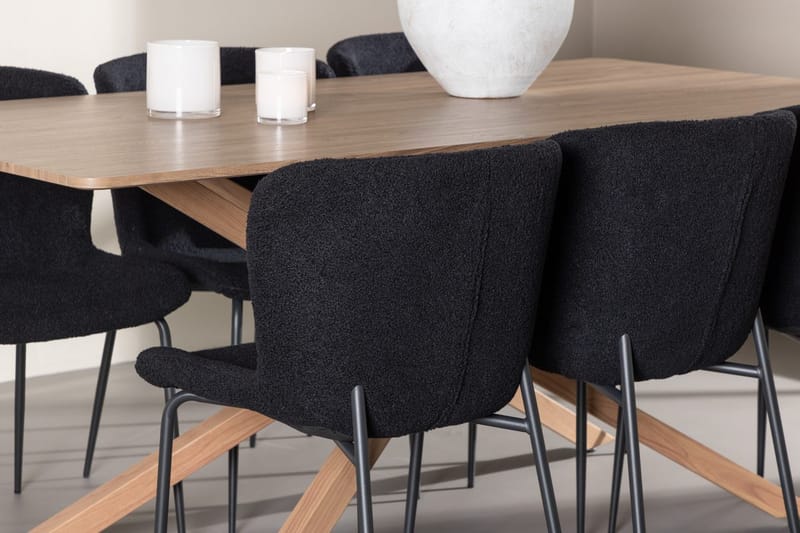 Rektangulär matgrupp Venture Home Svart Mocka 6st - Møbler - Borde - Spisebordssæt