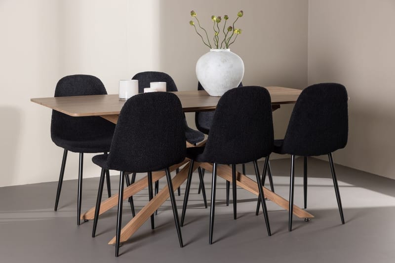 Rektangulär matgrupp Venture Home Svart Mocka 6st