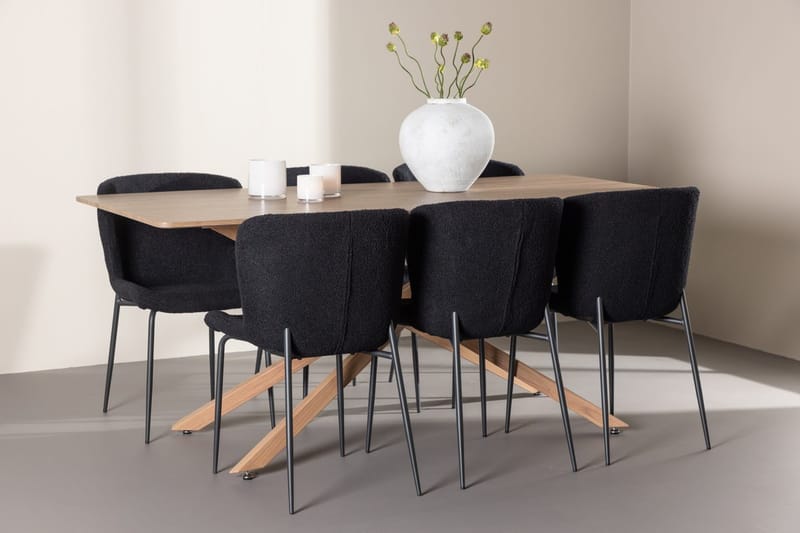 Rektangulär matgrupp Venture Home Svart Mocka 6st