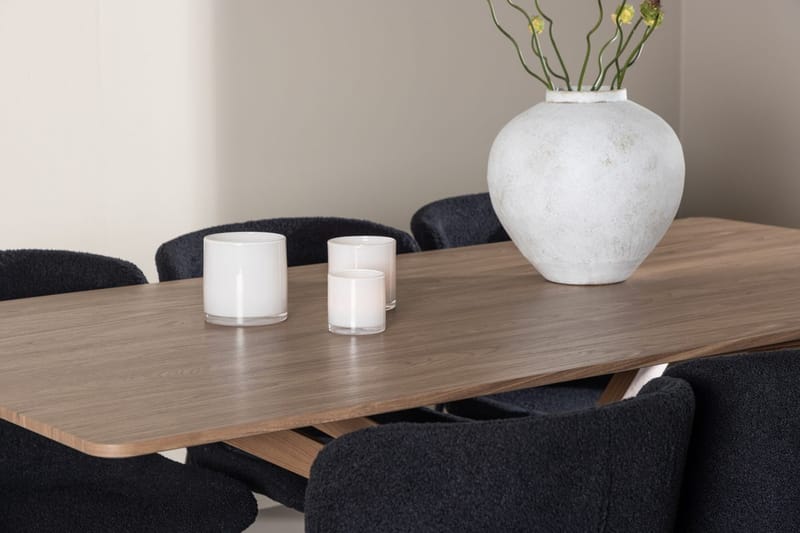 Rektangulär matgrupp Venture Home Svart Mocka 6st - Møbler - Borde - Spisebordssæt