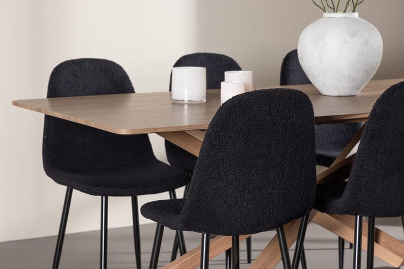 Rektangulär matgrupp Venture Home Svart Mocka 6st - Møbler - Borde - Spisebordssæt
