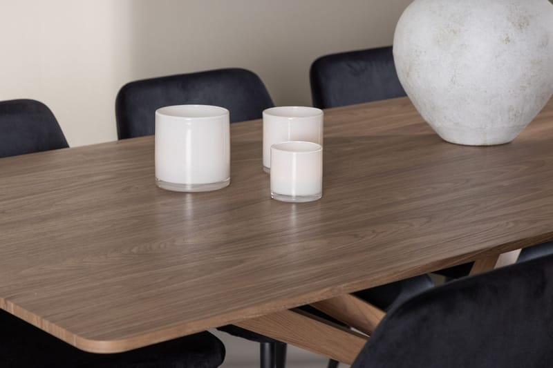 Rektangulär matgrupp Venture Home Svart Mocka 6st - Møbler - Borde - Spisebordssæt