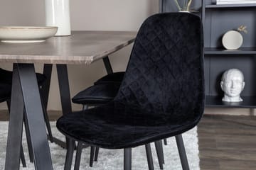 Rektangulär matgrupp Venture Home Svart Natur 6st - Møbler - Borde - Spisebordssæt