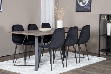 Rektangulär matgrupp Venture Home Svart Natur 6st - Møbler - Borde - Spisebordssæt