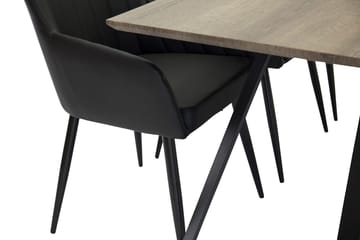 Rektangulär matgrupp Venture Home Svart Natur 6st - Møbler - Borde - Spisebordssæt