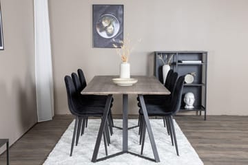 Rektangulär matgrupp Venture Home Svart Natur 6st - Møbler - Borde - Spisebordssæt