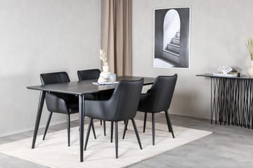 Rektangulär matgrupp Venture Home Svart Svart 4st - Møbler - Borde - Spisebordssæt