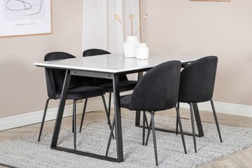 Rektangulär matgrupp Venture Home Svart Svart 4st - Møbler - Borde - Spisebordssæt