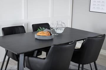 Rektangulär matgrupp Venture Home Svart Svart 4st - Møbler - Borde - Spisebordssæt