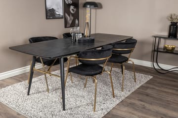 Rektangulär matgrupp Venture Home Svart Svart 4st - Møbler - Borde - Spisebordssæt