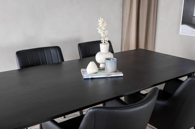 Rektangulär matgrupp Venture Home Svart Svart 4st - Møbler - Borde - Spisebordssæt
