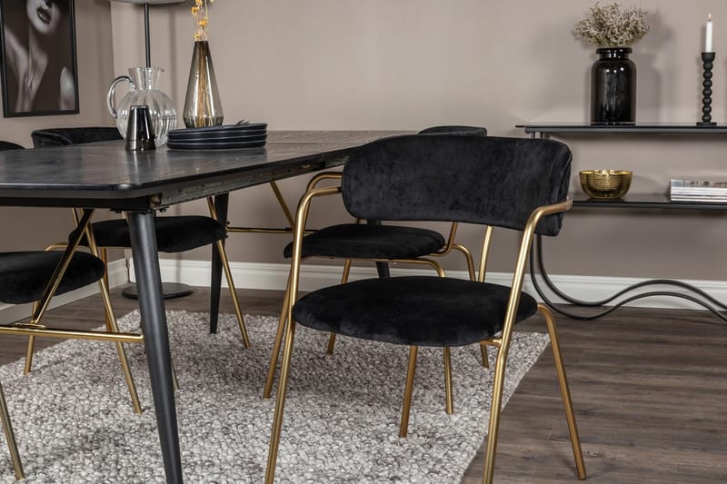 Rektangulär matgrupp Venture Home Svart Svart 4st - Møbler - Borde - Spisebordssæt