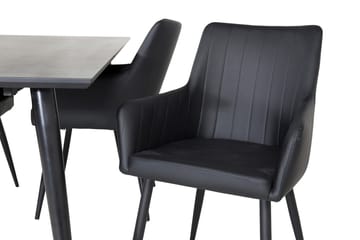Rektangulär matgrupp Venture Home Svart Svart 4st - Møbler - Borde - Spisebordssæt