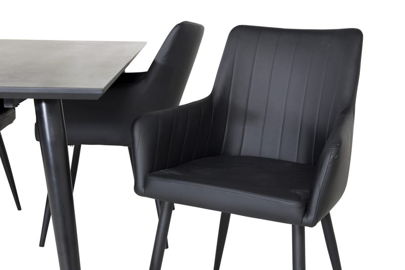 Rektangulär matgrupp Venture Home Svart Svart 4st - Møbler - Borde - Spisebordssæt