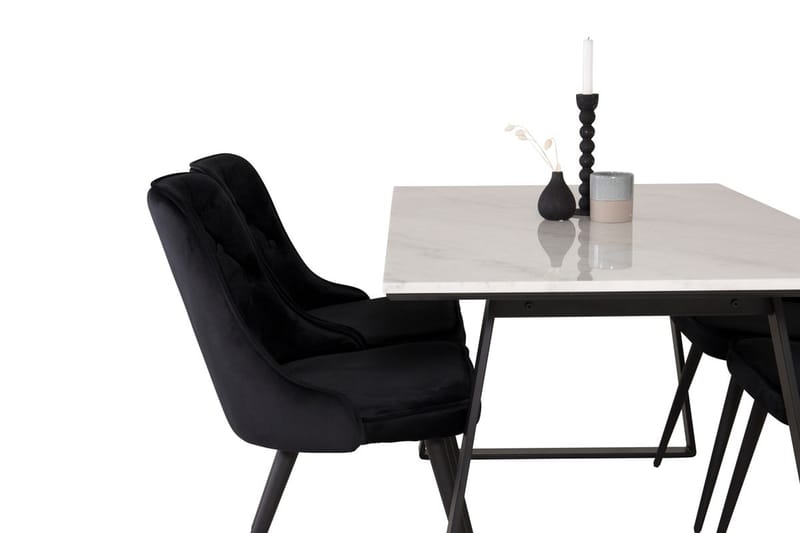 Rektangulär matgrupp Venture Home Svart Svart 4st - Møbler - Borde - Spisebordssæt