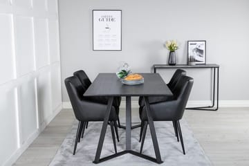 Rektangulär matgrupp Venture Home Svart Svart 4st - Møbler - Borde - Spisebordssæt
