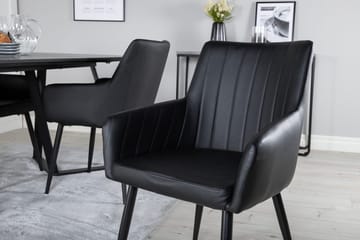 Rektangulär matgrupp Venture Home Svart Svart 4st - Møbler - Borde - Spisebordssæt