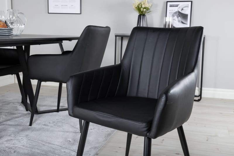 Rektangulär matgrupp Venture Home Svart Svart 4st - Møbler - Borde - Spisebordssæt