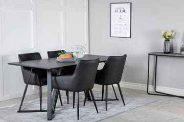 Rektangulär matgrupp Venture Home Svart Svart 4st - Møbler - Borde - Spisebordssæt