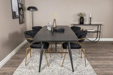 Rektangulär matgrupp Venture Home Svart Svart 4st - Møbler - Borde - Spisebordssæt