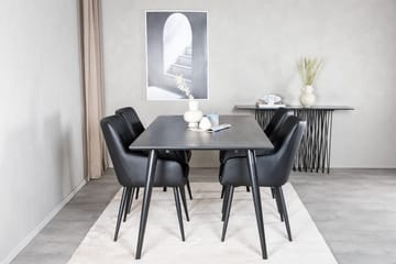 Rektangulär matgrupp Venture Home Svart Svart 4st - Møbler - Borde - Spisebordssæt