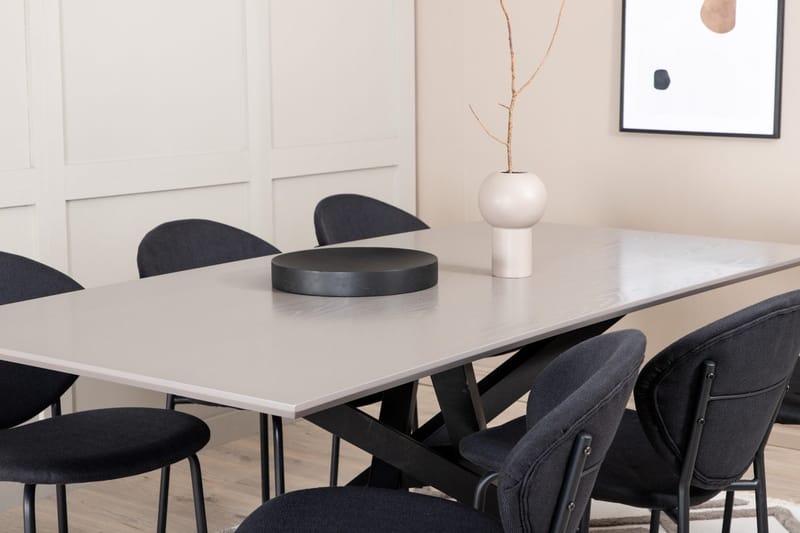 Rektangulär matgrupp Venture Home Svart Svart 6st - Møbler - Borde - Spisebordssæt