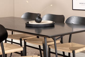 Rektangulär matgrupp Venture Home Svart Svart 6st - Møbler - Borde - Spisebordssæt