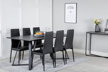 Rektangulär matgrupp Venture Home Svart Svart 6st - Møbler - Borde - Spisebordssæt