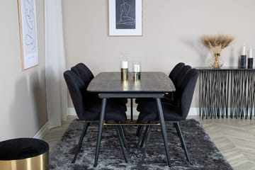 Rektangulär matgrupp Venture Home Svart Svart 6st - Møbler - Borde - Spisebordssæt