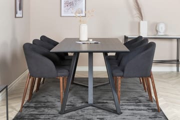Rektangulär matgrupp Venture Home Svart Svart 6st - Møbler - Borde - Spisebordssæt