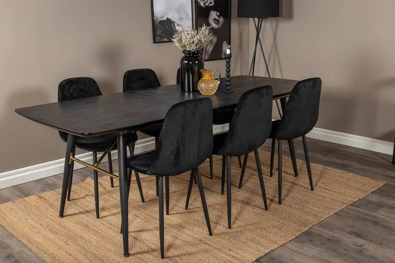 Rektangulär matgrupp Venture Home Svart Svart 6st