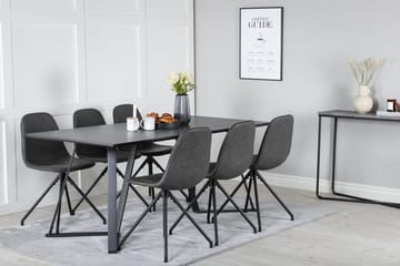 Rektangulär matgrupp Venture Home Svart Svart 6st - Møbler - Borde - Spisebordssæt