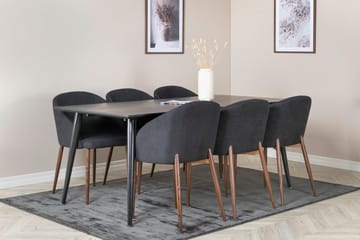 Rektangulär matgrupp Venture Home Svart Svart 6st - Møbler - Borde - Spisebordssæt