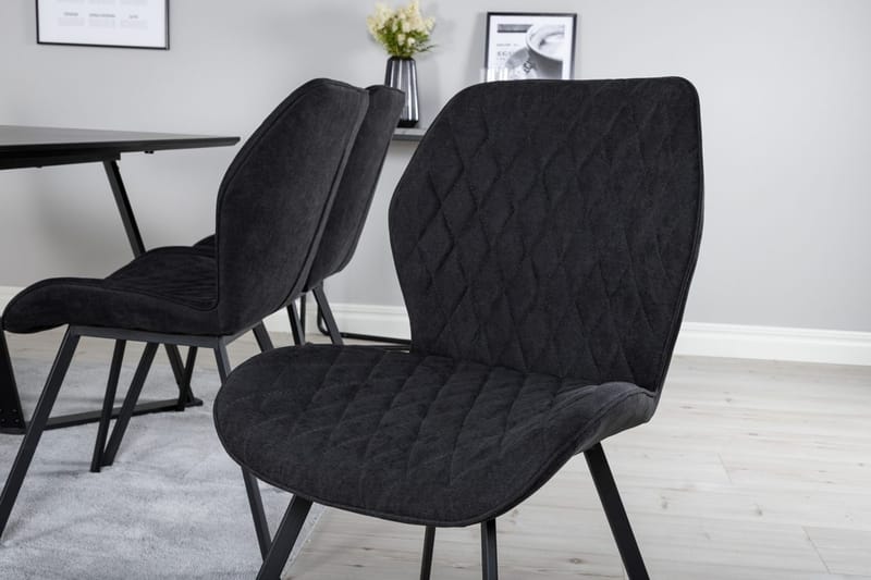 Rektangulär matgrupp Venture Home Svart Svart 6st - Møbler - Borde - Spisebordssæt