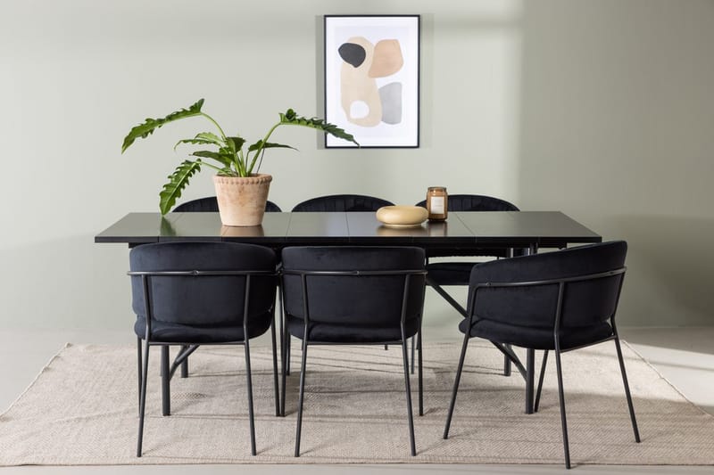 Rektangulär matgrupp Venture Home Svart Svart 6st