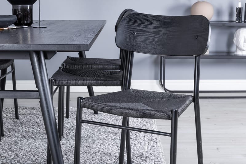 Rektangulär matgrupp Venture Home Svart Svart 6st - Møbler - Borde - Spisebordssæt