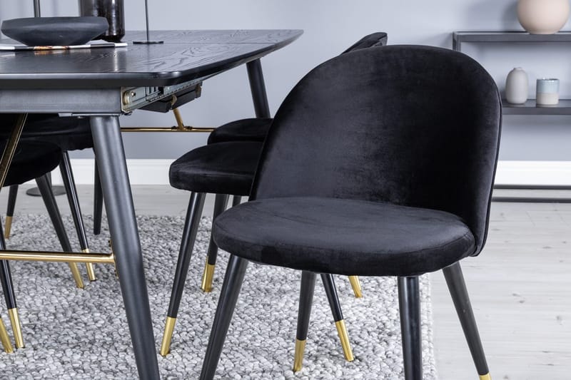 Rektangulär matgrupp Venture Home Svart Svart 6st - Møbler - Borde - Spisebordssæt