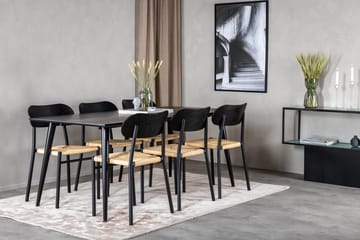 Rektangulär matgrupp Venture Home Svart Svart 6st - Møbler - Borde - Spisebordssæt