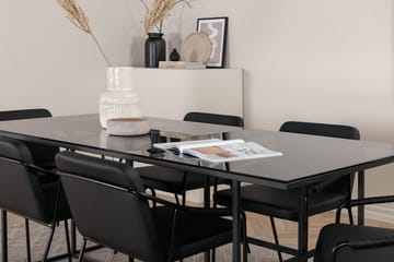 Rektangulär matgrupp Venture Home Svart Svart 6st - Møbler - Borde - Spisebordssæt